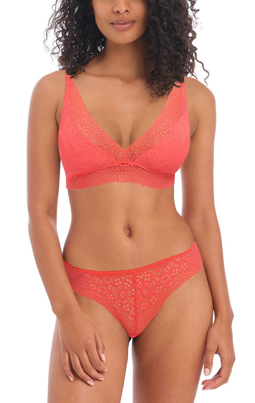 Freya Soft Cup Bralette with Brazilian Pant Hot Coral