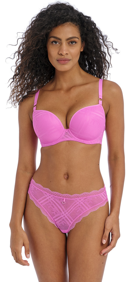 Freya Fatale Moulded Plunge Bra Brazilian Pant Candy Blossom