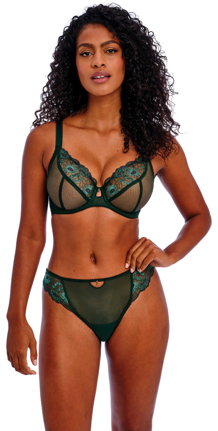 Freya Loveland Plunge Bra Brief Deep Emerald Green