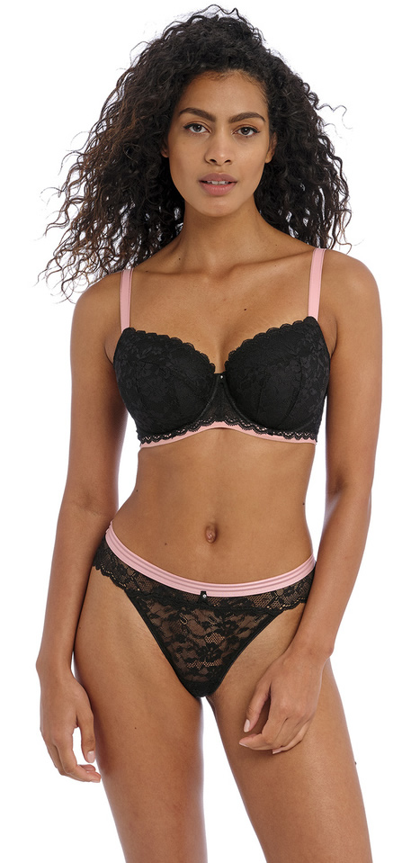 Freya Offbeat Half Cup Padded Bra Brazilian Pant Black