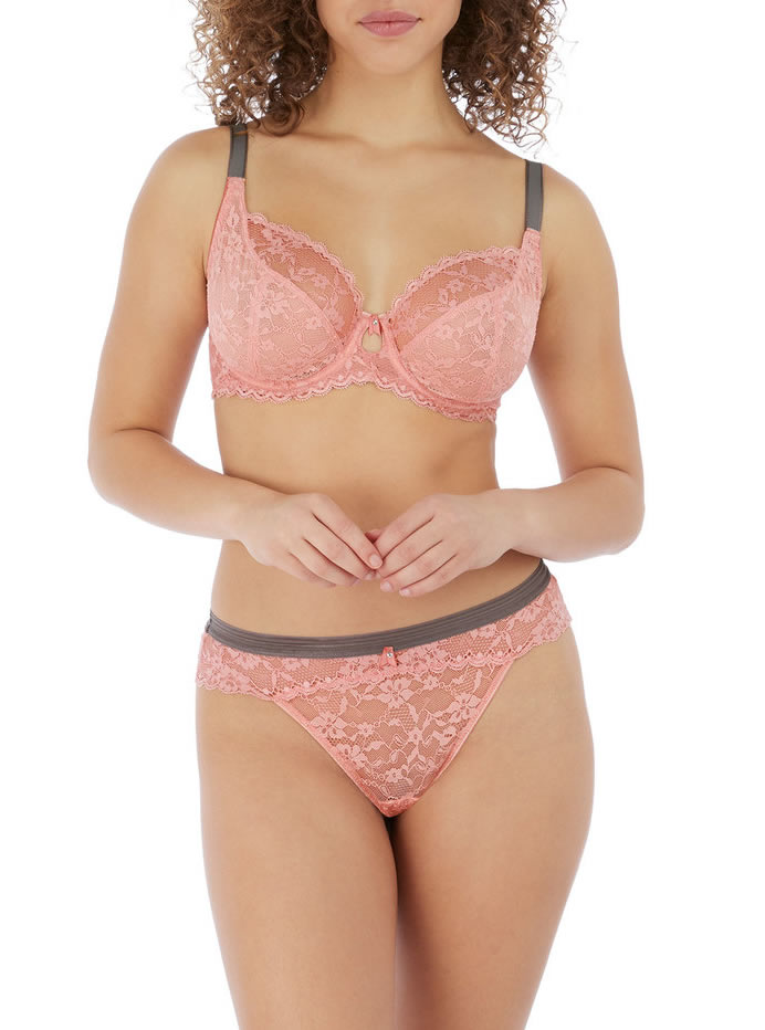 Freya Offbeat Plunge Bra Brazilian Pant Rosehip