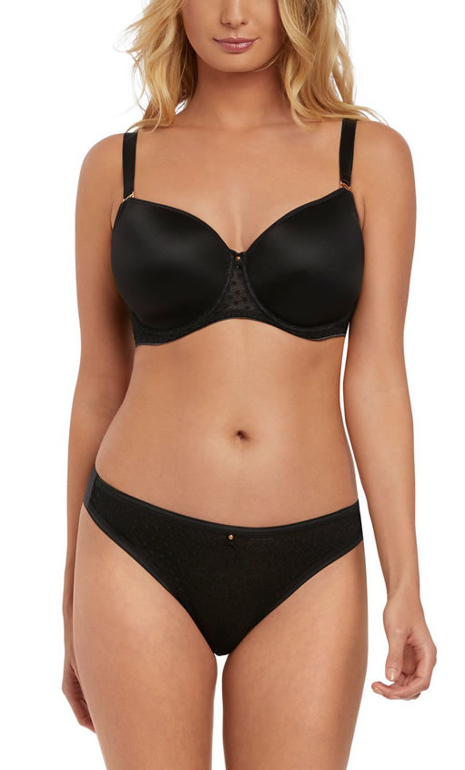 Freya Starlight Moulded Balcony Bra Brazilian Pant Black