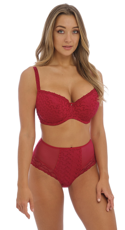 Fantasie Ana Half Cup Padded Bra High Waisted Pant Red