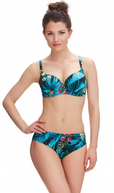 Fantasie Seychelles Plunge Bikini Bra Mid Rise Pant Azure
