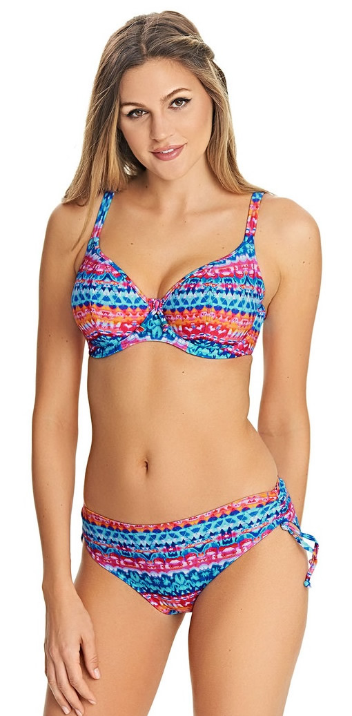 Freya Cuban Crush Padded Plunge Bikini Bra-Tie Pant Set-Multicoloured