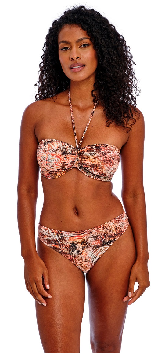 Freya Desert Cat Bandeau Bikini Bra Pant Set Sunset