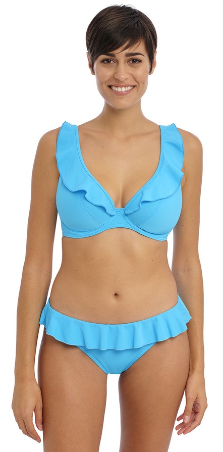 Freya Jewel Cove High Apex Bikini Bra Italini Set Plain Turquoise