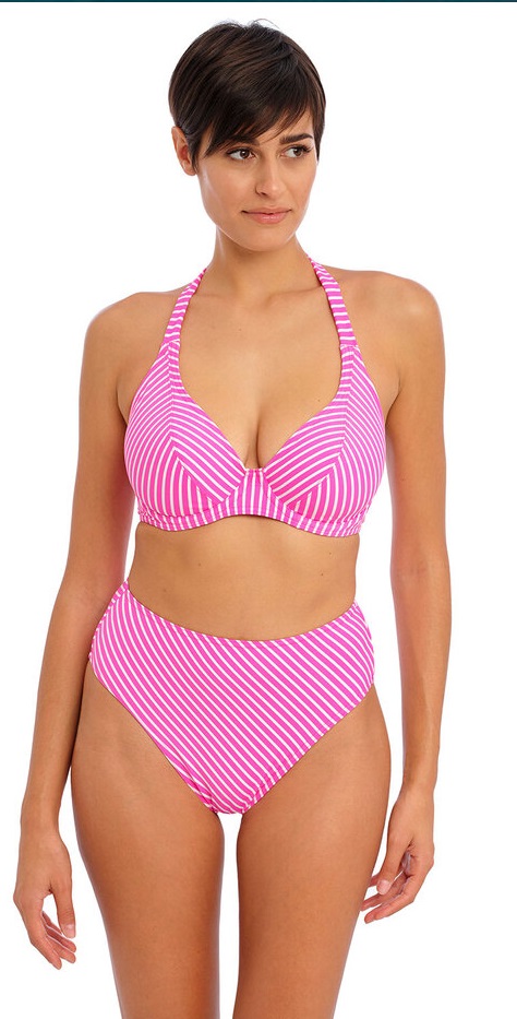 Freya Jewel Cove Halterneck Bikini Bra Raspberry Stripe