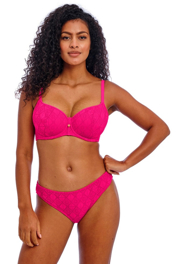 Freya Nomad Nights Sweetheart Padded Plunge Bikini Bra Fuschia