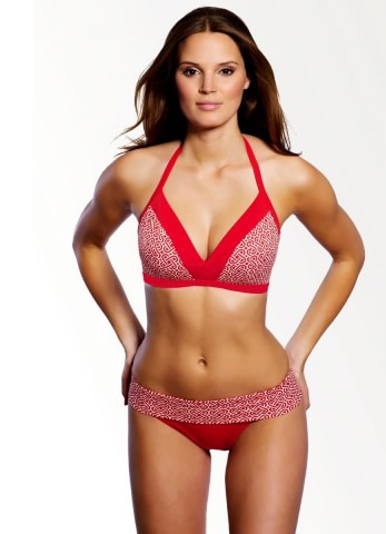 riviera triangle bikini bra and fold pant red